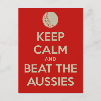 keep calm beat aussies postcard