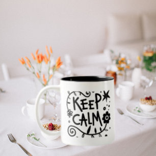 Keep Calm, Black Typography Two-Tone Coffee Mug