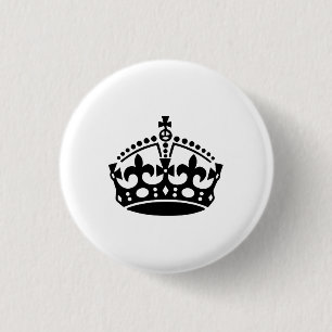 Keep calm black victory crown 3 cm round badge