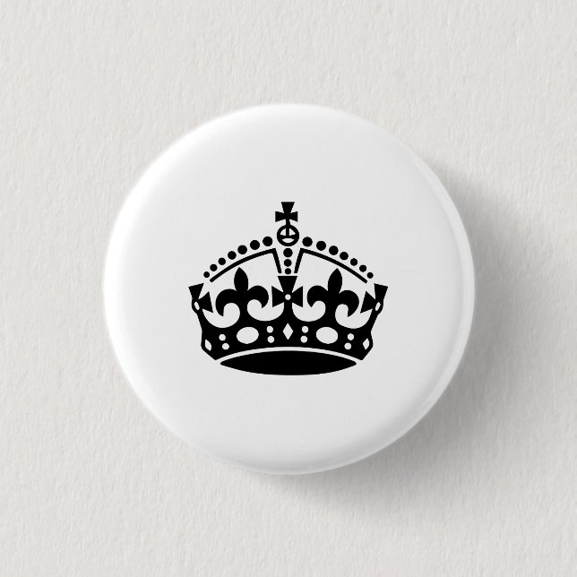 Keep calm black victory crown 3 cm round badge (Front)