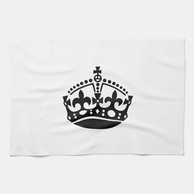 Keep calm black victory crown tea towel (Horizontal)