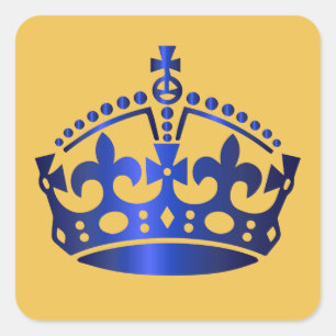 Keep Calm Blue Crown - Change background Square Sticker