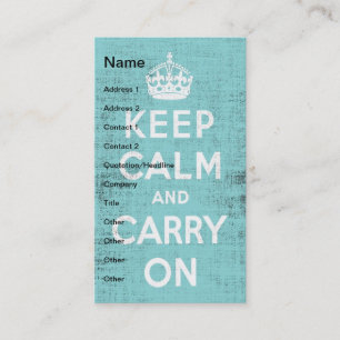 Keep Calm Blue Grunge Canvas Digital Art Business Card