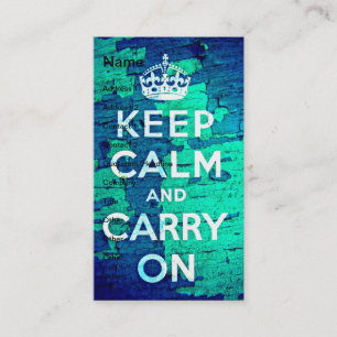Keep Calm Blue Peeled Paint Grunge Business Card