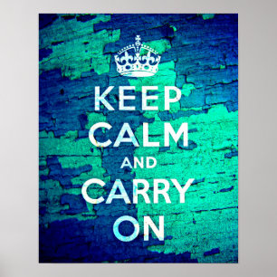 Keep Calm Blue Peeled Paint Grunge Poster