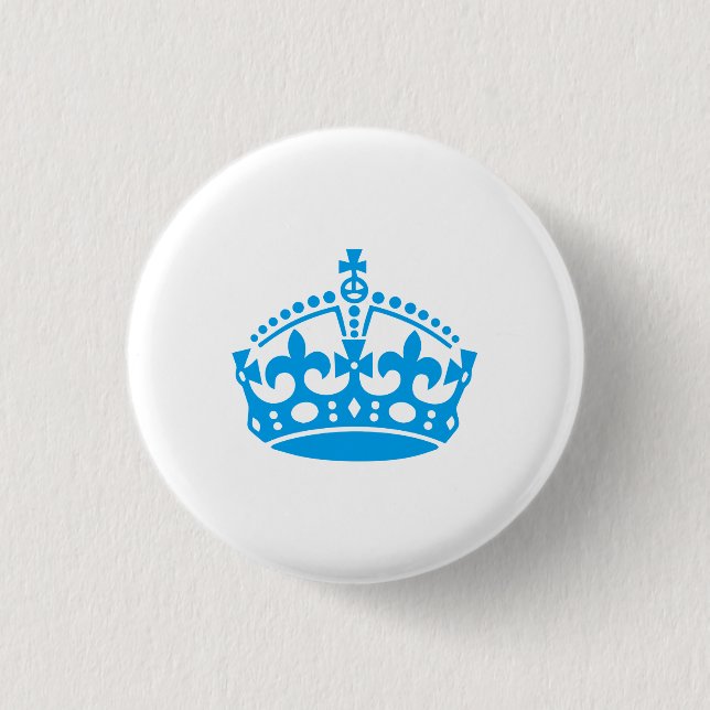 Keep calm blue victory crown 3 cm round badge (Front)