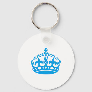 Keep calm blue victory crown key ring