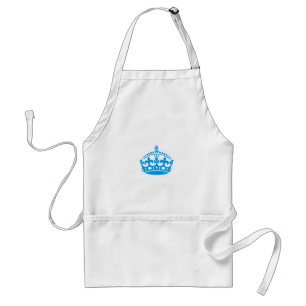 Keep calm blue victory crown standard apron