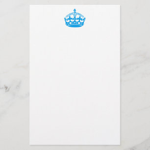 Keep calm blue victory crown stationery