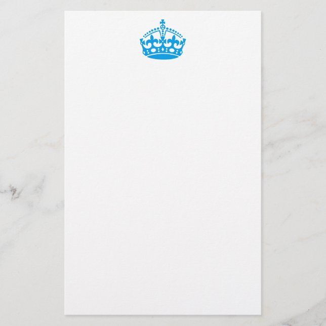 Keep calm blue victory crown stationery (Front)