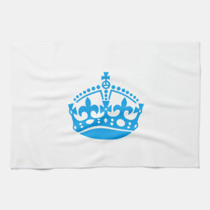 Keep calm blue victory crown tea towel
