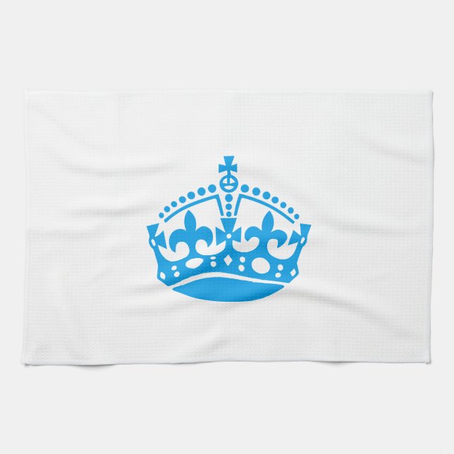 Keep calm blue victory crown tea towel (Horizontal)