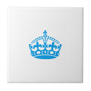 Keep calm blue victory crown tile