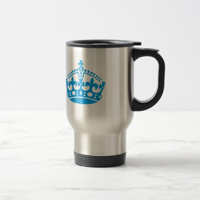 Keep calm blue victory crown travel mug (Right)