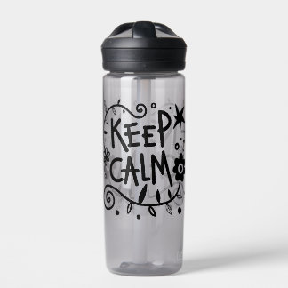 Keep Calm Bold Typography Black and White Water Bottle
