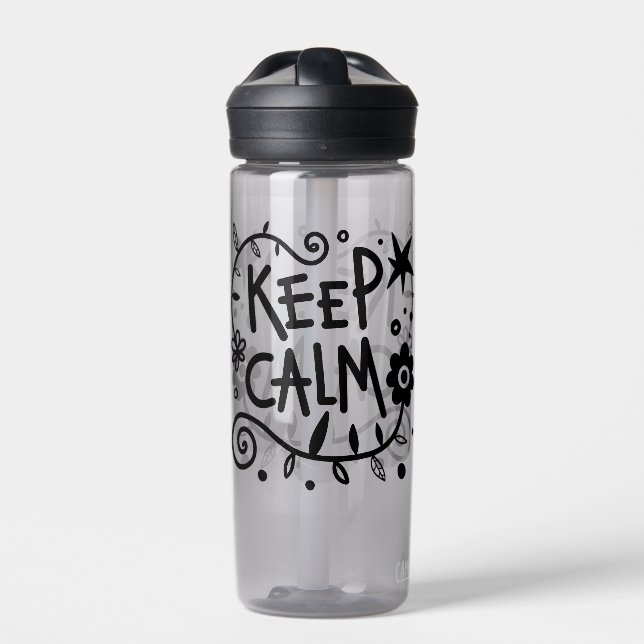 Keep Calm Bold Typography Black and White Water Bottle (Front)