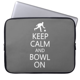 Keep Calm & Bowl On custom colour laptop sleeve