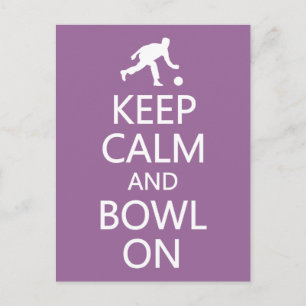 Keep Calm & Bowl On custom colour postcard