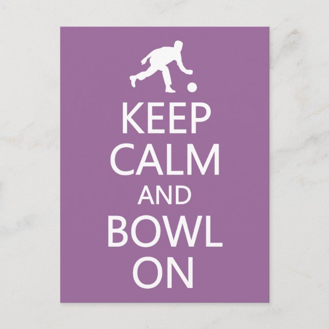 Keep Calm & Bowl On custom colour postcard (Front)