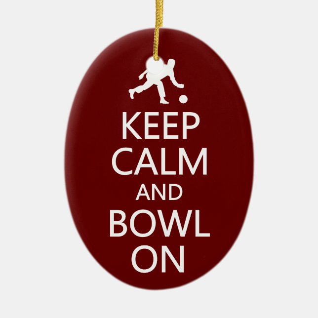 Keep Calm & Bowl On custom ornament (Front)
