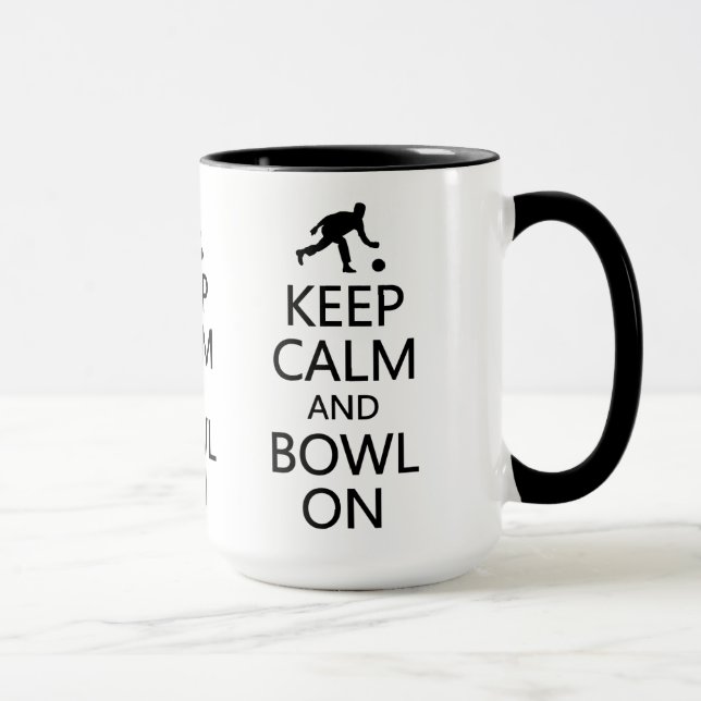 Keep Calm & Bowl On mug - choose style, color (Right)