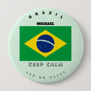 Keep Calm & Brazil Flag Button