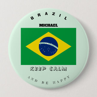 Keep Calm & Brazil Flag Button