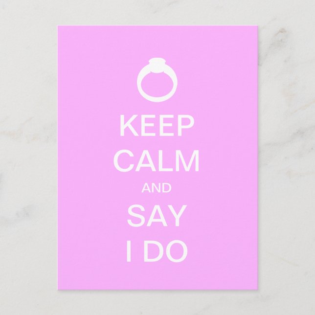 Keep Calm Bridal Postcard (Front)