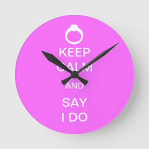 Keep Calm Bridal Round Clock