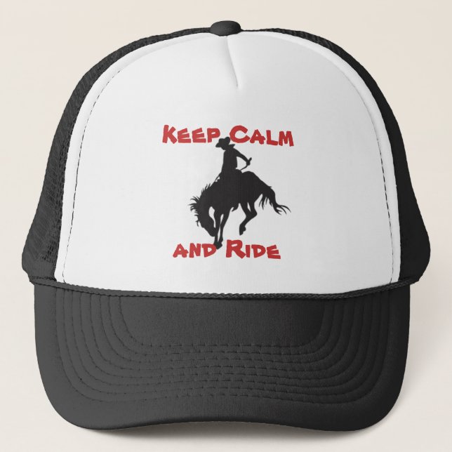 Keep Calm Bronco Buster Trucker Hat (Front)