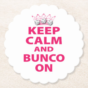 Keep Calm Bunco On Retro Funny Dice Paper Coaster