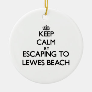 Keep calm by escaping to Lewes Beach Delaware Ceramic Tree Decoration