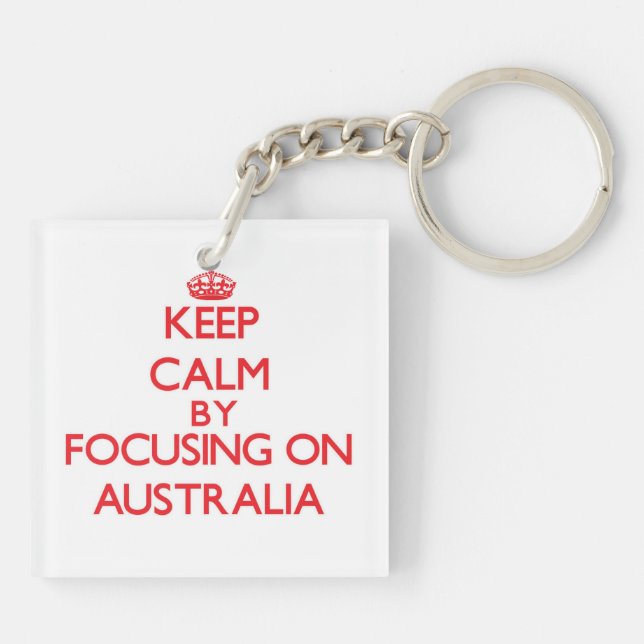 Keep Calm by focusing on Australia Key Ring (Back)