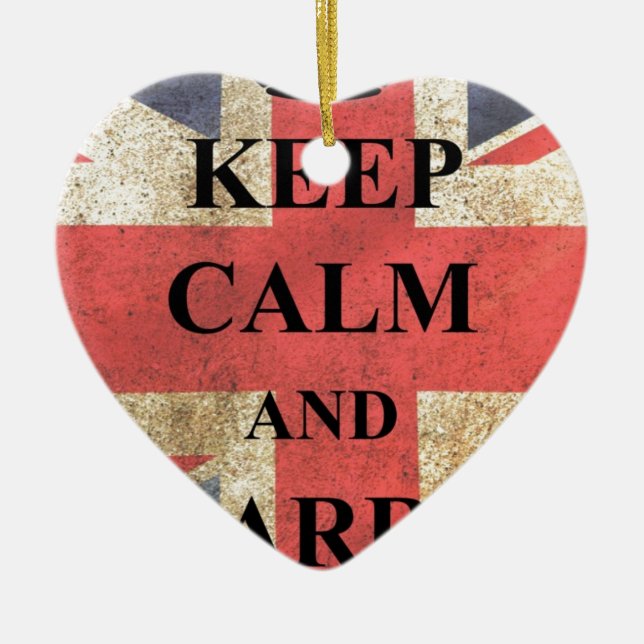 Keep Calm Carry On British Flag Ceramic Tree Decoration (Front)