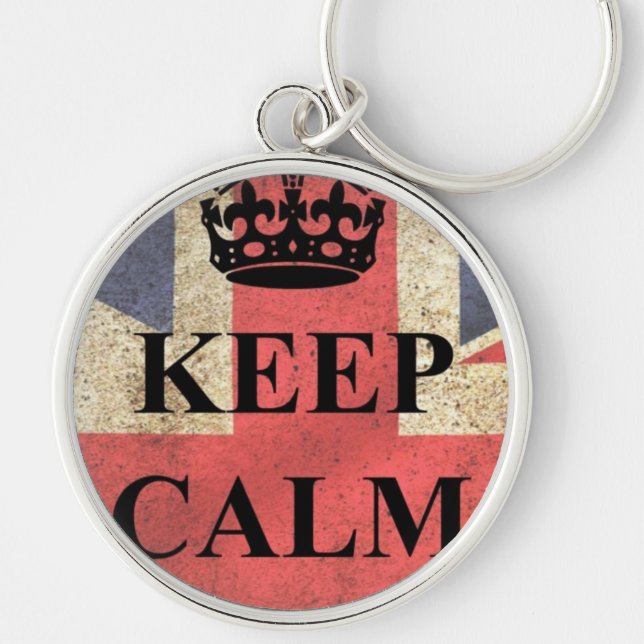 Keep Calm Carry On British Flag Key Ring (Front)
