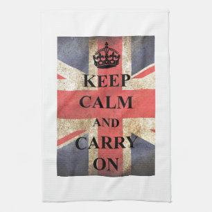 Keep Calm Carry On British Flag Tea Towel