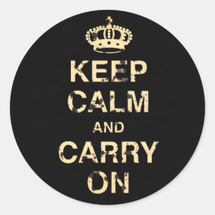 Keep Calm Carry On Classic Round Sticker