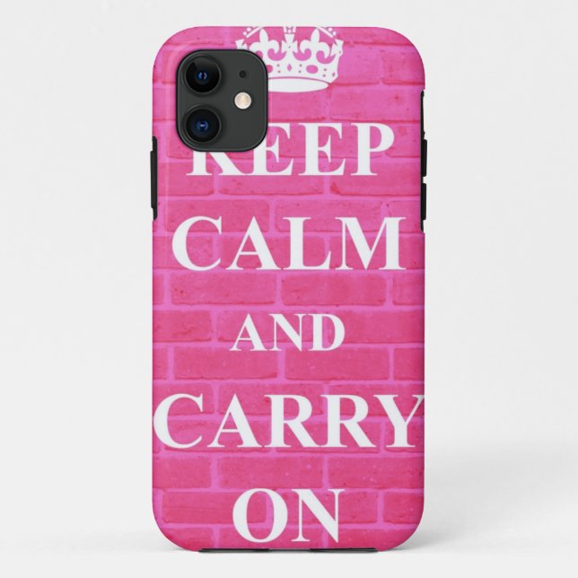 Keep Calm & Carry On Pink Case-Mate iPhone Case (Back)