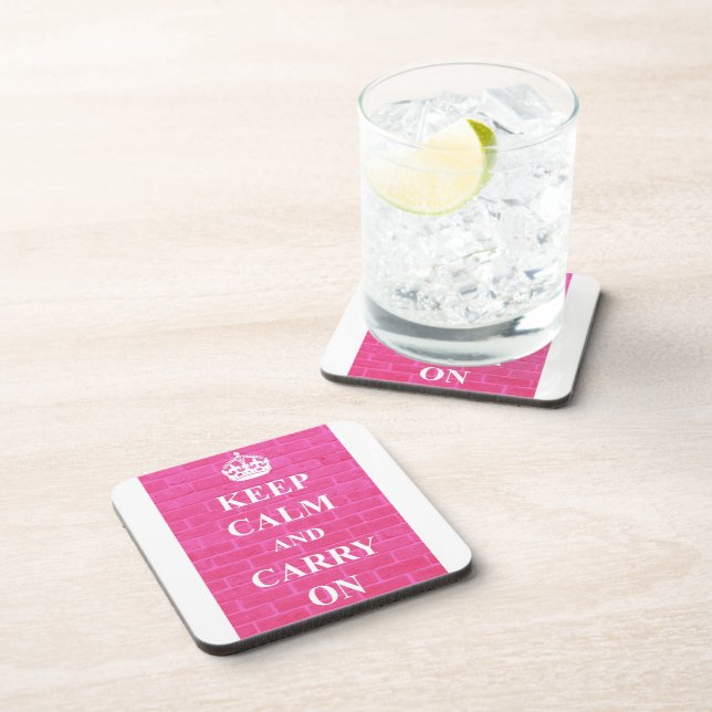 Keep Calm & Carry On Pink Coaster (Right Side)