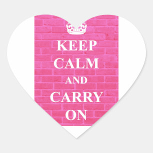 Keep Calm & Carry On Pink Heart Sticker