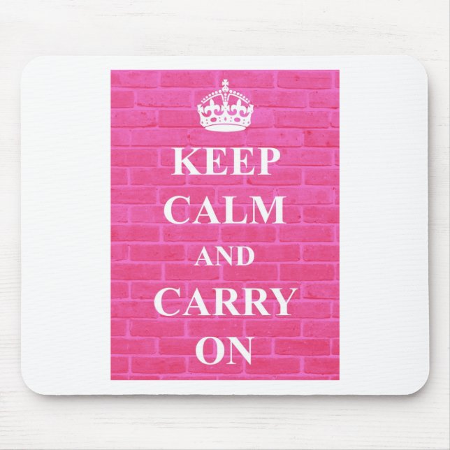 Keep Calm & Carry On Pink Mouse Mat (Front)