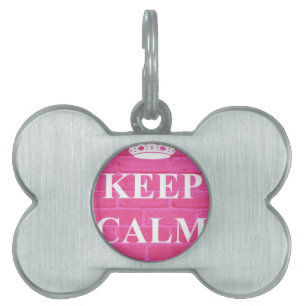 Keep Calm & Carry On Pink Pet ID Tag