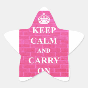 Keep Calm & Carry On Pink Star Sticker