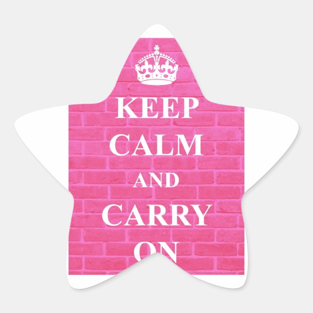 Keep Calm & Carry On Pink Star Sticker (Front)