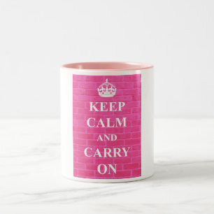 Keep Calm & Carry On Pink Two-Tone Coffee Mug