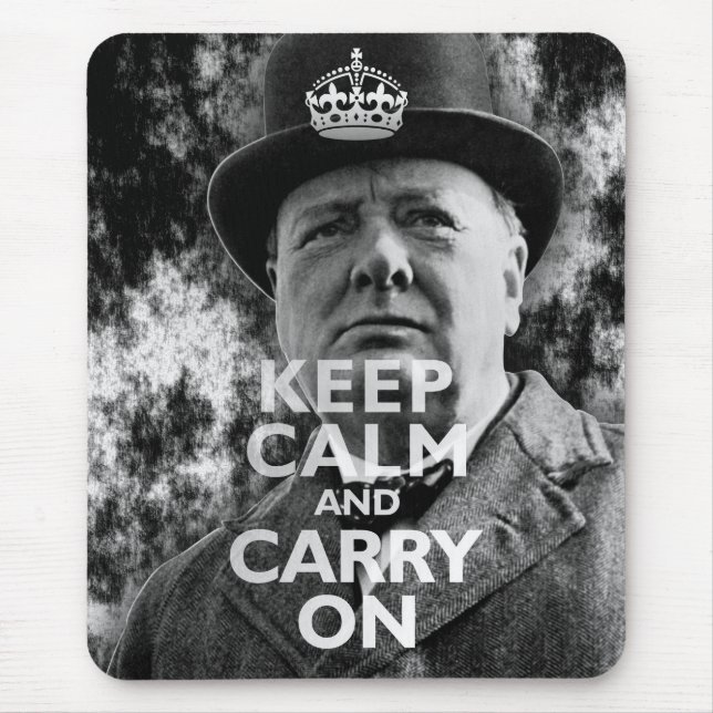 Keep Calm & Carry On Winston Churchill Mouse Mat (Front)