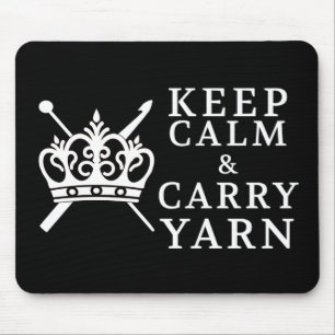Keep Calm Carry Yarn Crafts / Crown {Dark} Mouse Mat