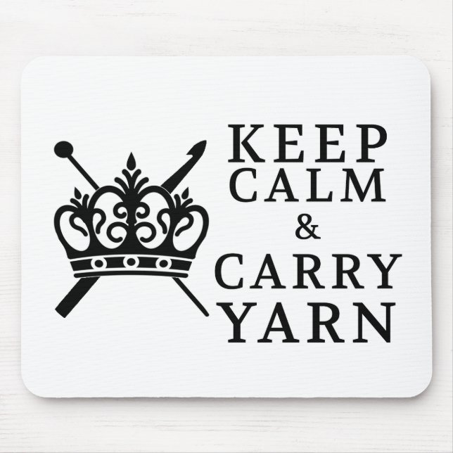 Keep Calm Carry Yarn Crafts /  Crown Logo Mouse Mat (Front)