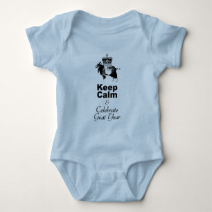 Keep Calm Celebrate Goat Year Baby Blue Bodysuit