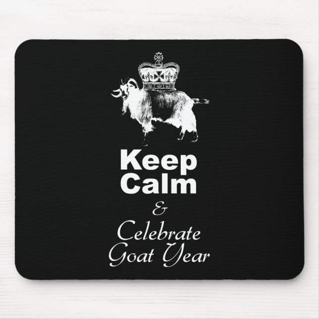 Keep Calm Celebrate Goat Year Black Mouse Pad (Front)